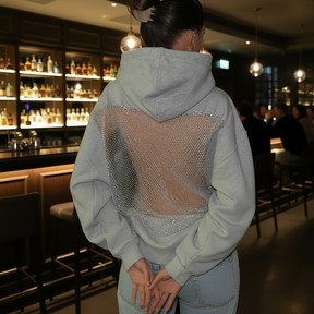 Backstage Crystal-Mesh Hoodie