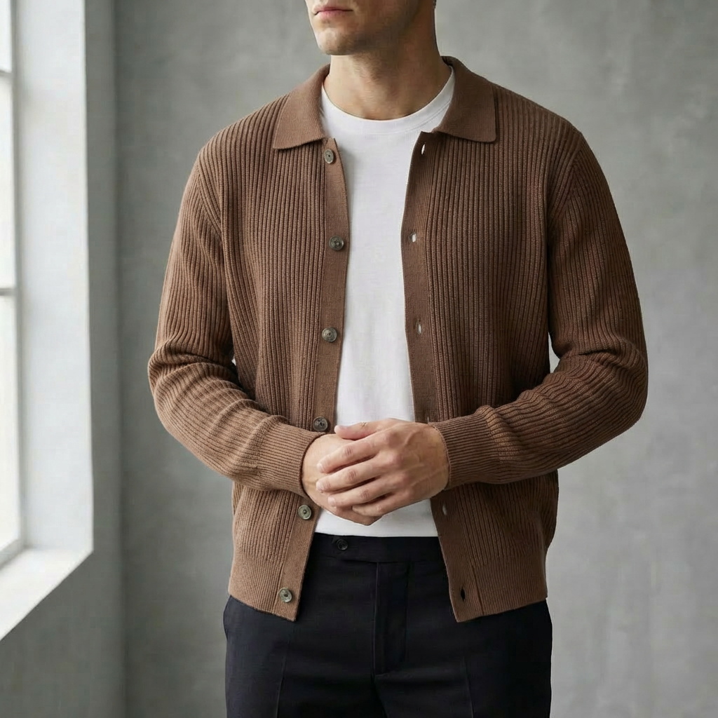 The "Executive" Textured Cardigan | Premium Smart-Casual Layer