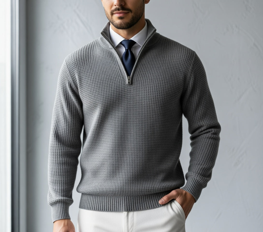 The "Summit" Quarter-Zip | Premium Heavyweight Waffle Knit