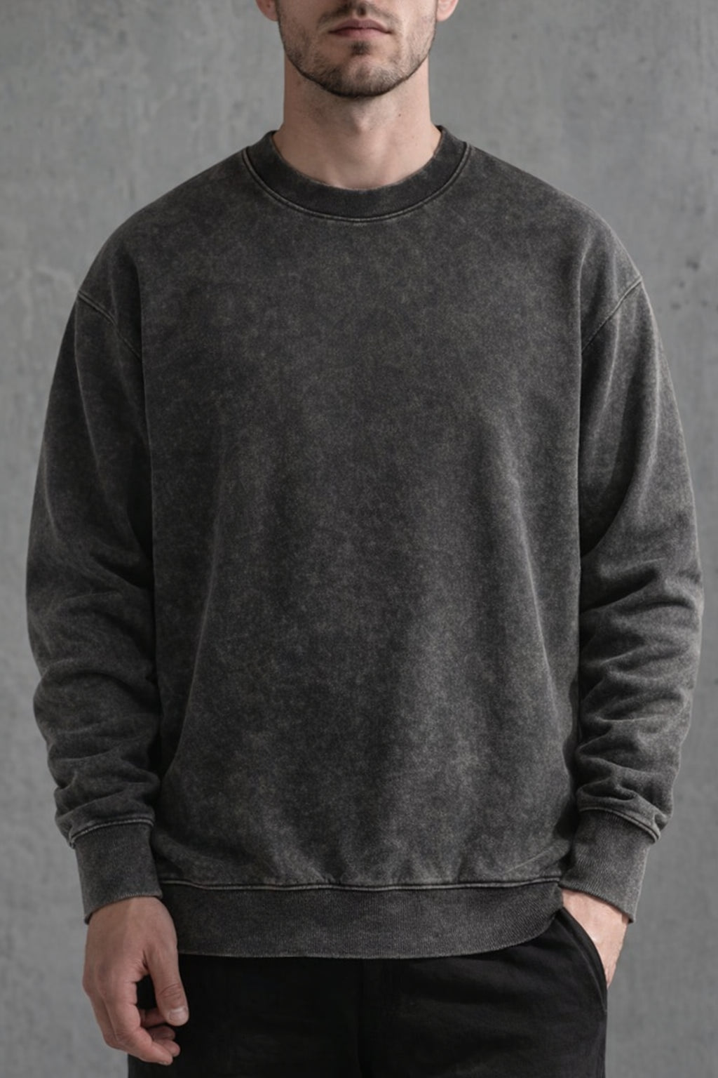 The "Vanguard" Heavyweight Washed Crewneck 360G Fleece-Lined | Vintage Acid-Wash | Boxy Street Fit