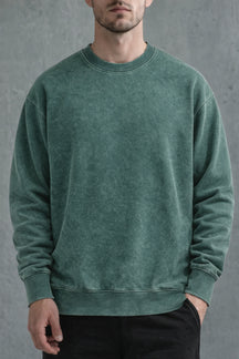 The "Vanguard" Heavyweight Washed Crewneck 360G Fleece-Lined | Vintage Acid-Wash | Boxy Street Fit