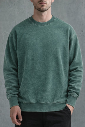 The "Vanguard" Heavyweight Washed Crewneck 360G Fleece-Lined | Vintage Acid-Wash | Boxy Street Fit