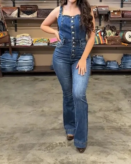 Denim Flare Jumpsuit