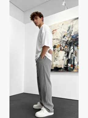 Ribbed Tube Leg Trousers