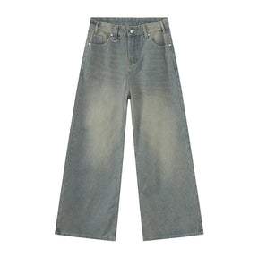 American straight-leg wide-leg floor-length stone-washed relaxed Jeans