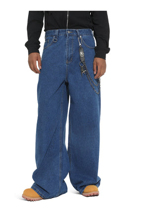 American straight-leg wide-leg floor-length stone-washed relaxed Jeans