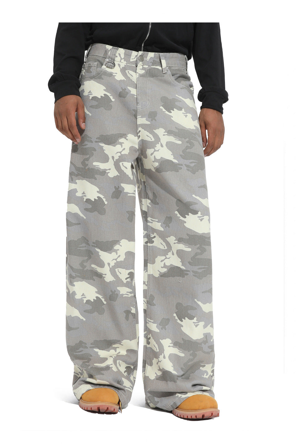 American straight-leg wide-leg floor-length stone-washed relaxed Jeans