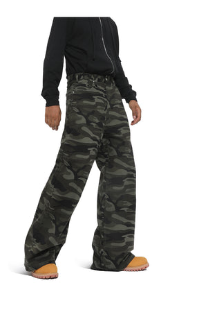 American straight-leg wide-leg floor-length stone-washed relaxed Jeans