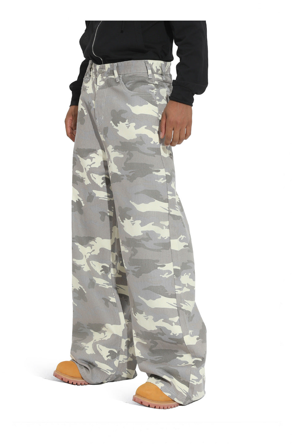 American straight-leg wide-leg floor-length stone-washed relaxed Jeans