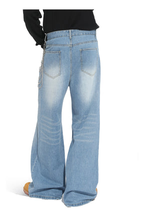 American straight-leg wide-leg floor-length stone-washed relaxed Jeans
