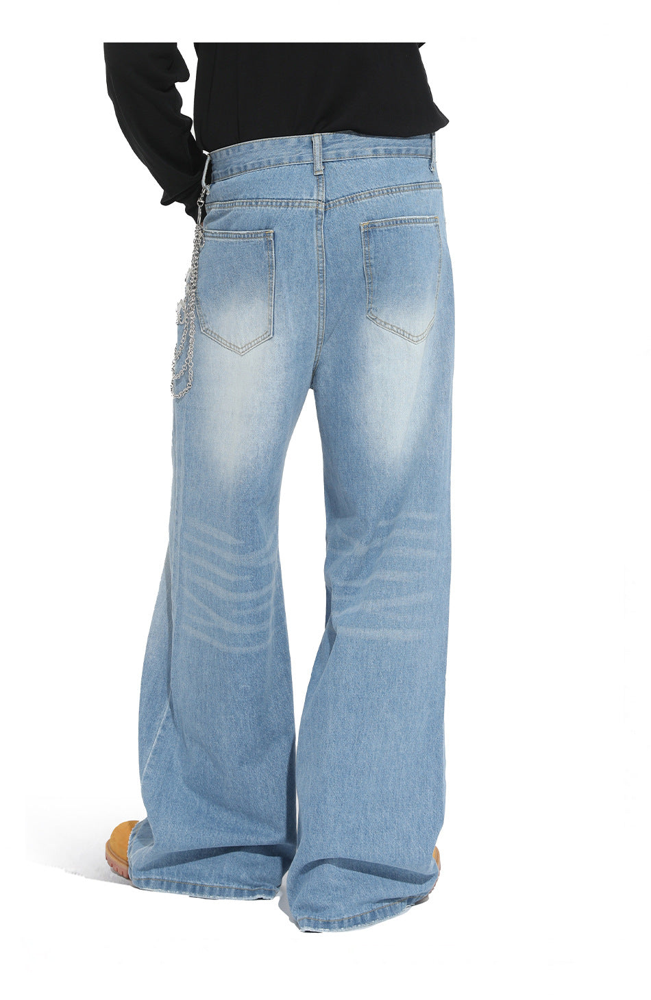 American straight-leg wide-leg floor-length stone-washed relaxed Jeans