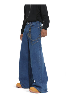 American straight-leg wide-leg floor-length stone-washed relaxed Jeans
