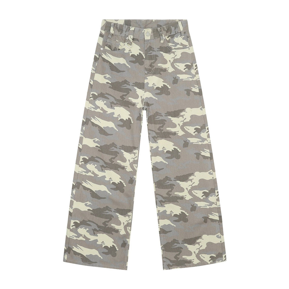 American straight-leg wide-leg floor-length stone-washed relaxed Jeans