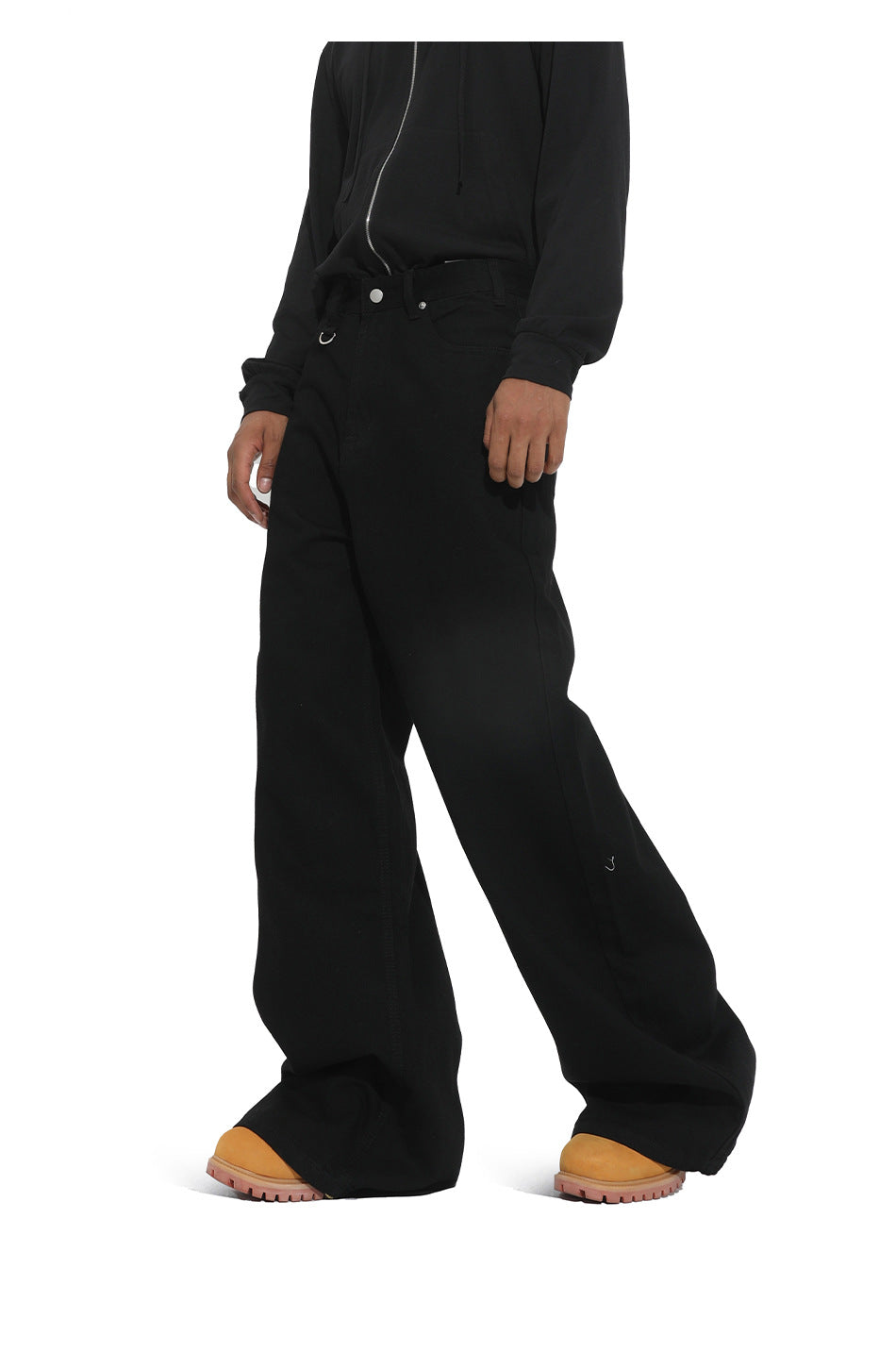 American straight-leg wide-leg floor-length stone-washed relaxed Jeans