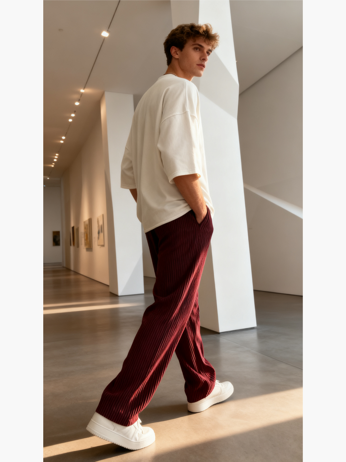 Ribbed Tube Leg Trousers