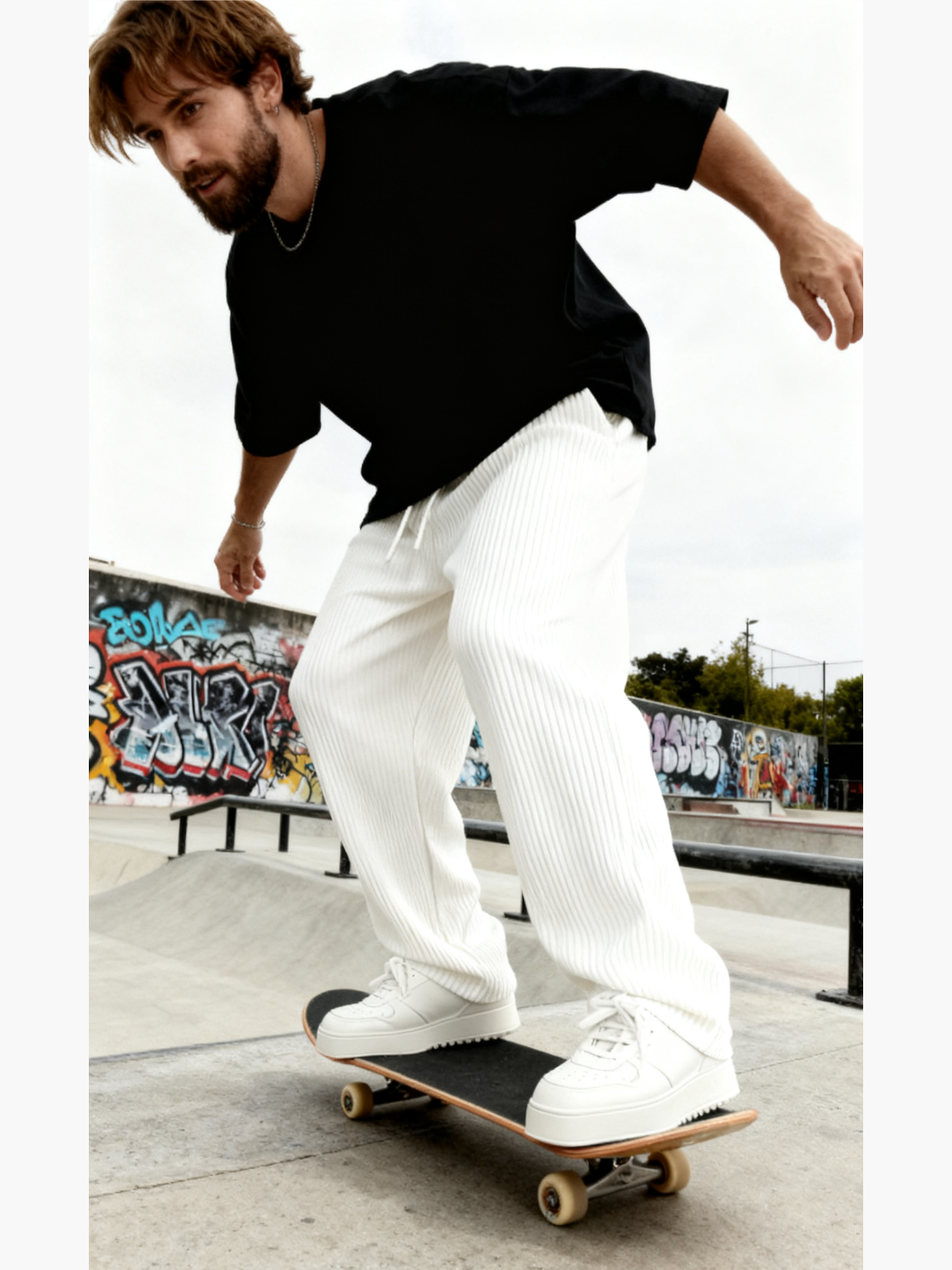 Ribbed Tube Leg Trousers