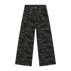 American straight-leg wide-leg floor-length stone-washed relaxed Jeans