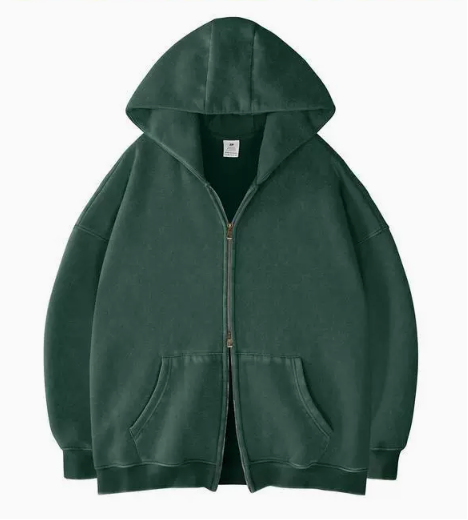 Unisex Oversized Acid Wash Sweatshirt with Double Zipper - Soft Fabric Washed Long Sleeve Pullover for Ultimate Comfort and Vintage Style