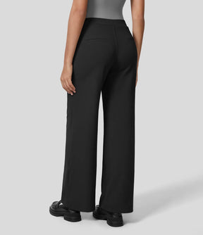 High Waisted Side Pocket Straight Leg Work Pants