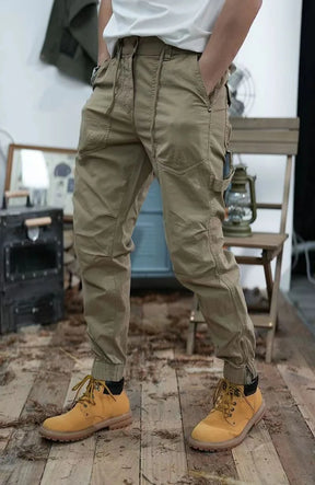 New American retro men's elastic waist leisure bunched feet cargo pants