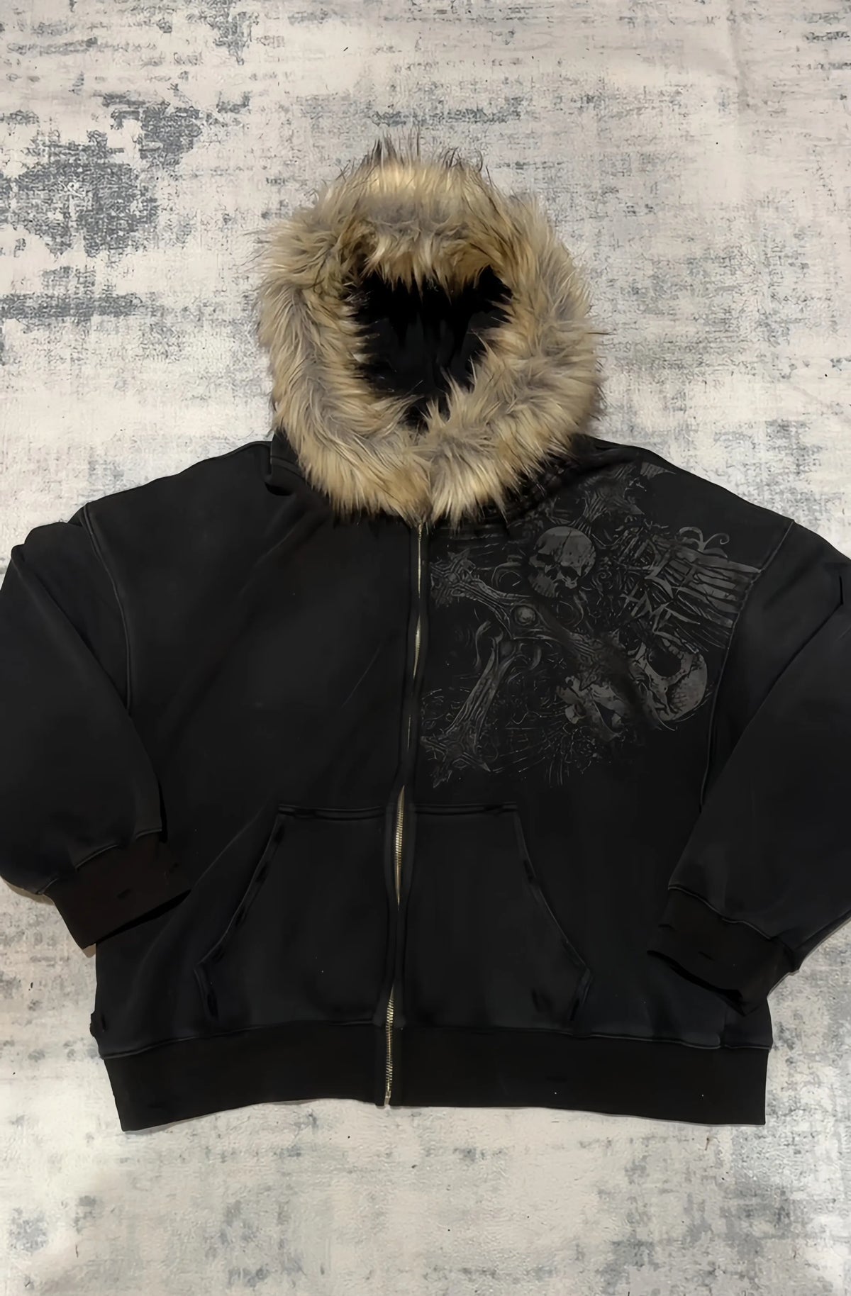 PROFOUND CROSS FUR ZIP-UP HOODIE