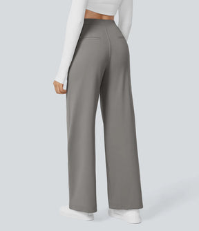 High Waisted Side Pocket Straight Leg Work Pants