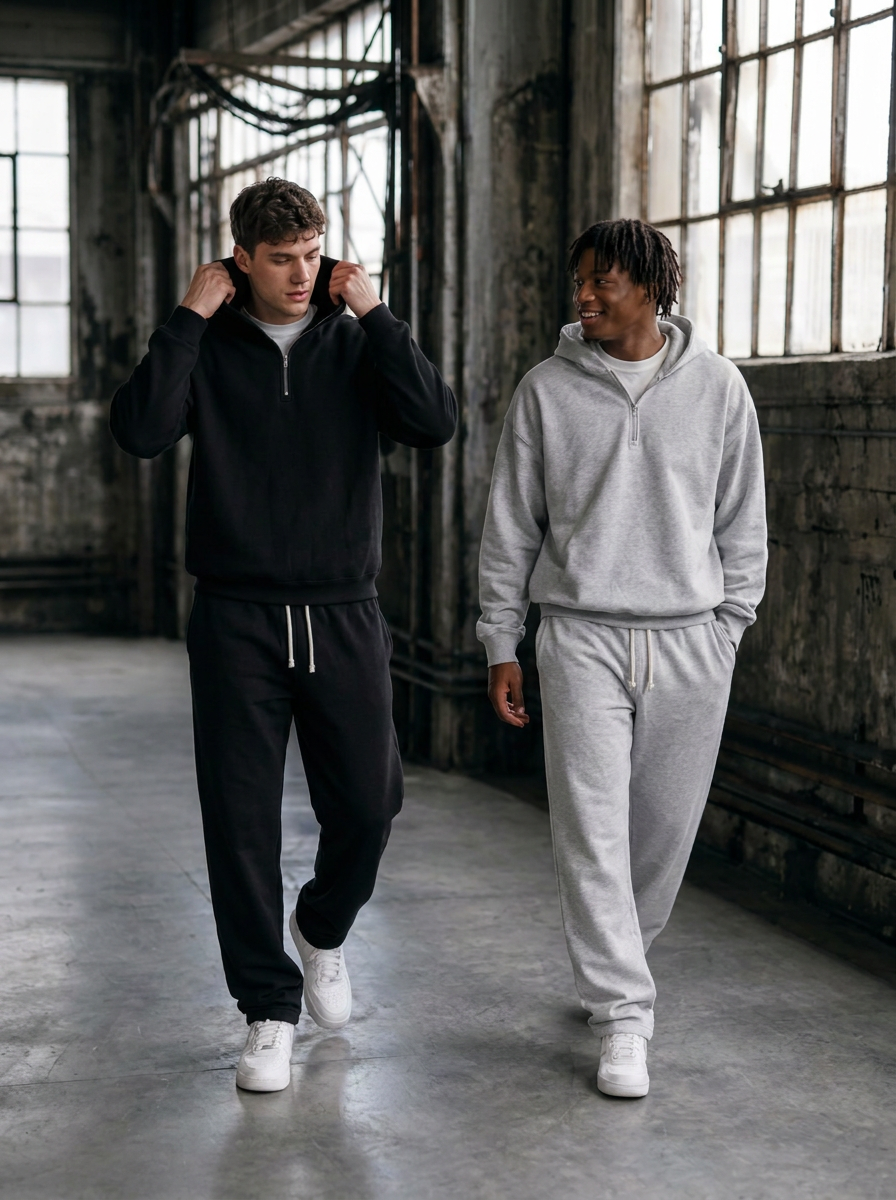 THE "NOMAD" HALF-ZIP STREETWEAR SET | HEAVYWEIGHT FLEECE & BAGGY FIT