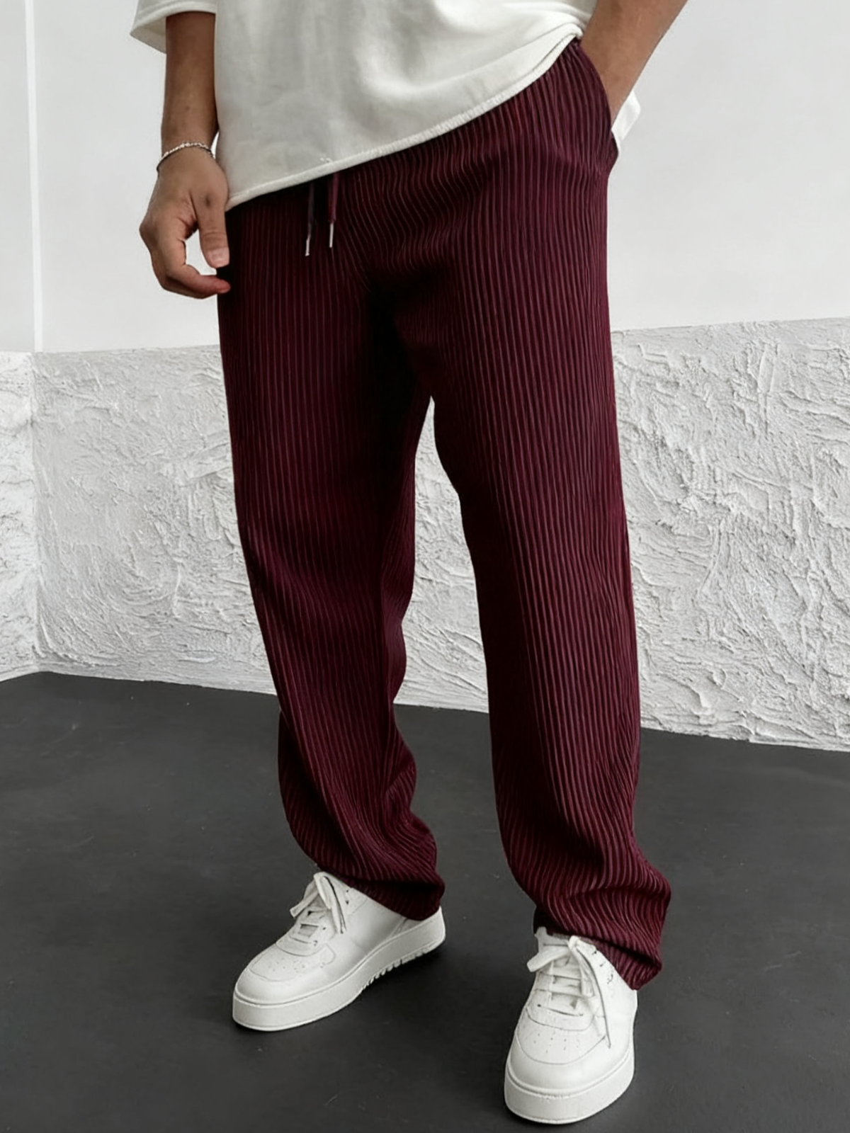 Ribbed Tube Leg Trousers