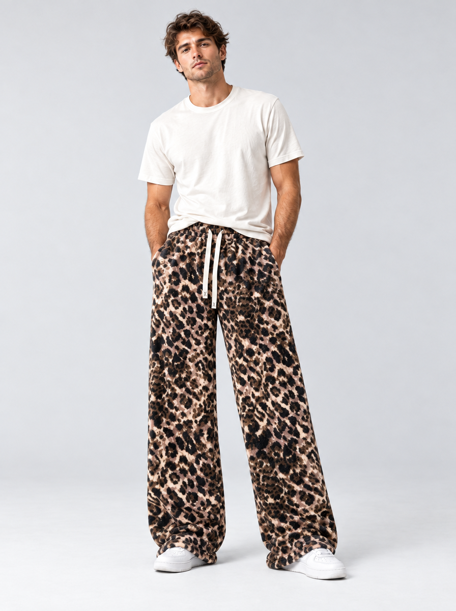 THE "SAVAGE" LEOPARD FAUX-FUR PARACHUTE PANTS | Y2K BAGGY FIT