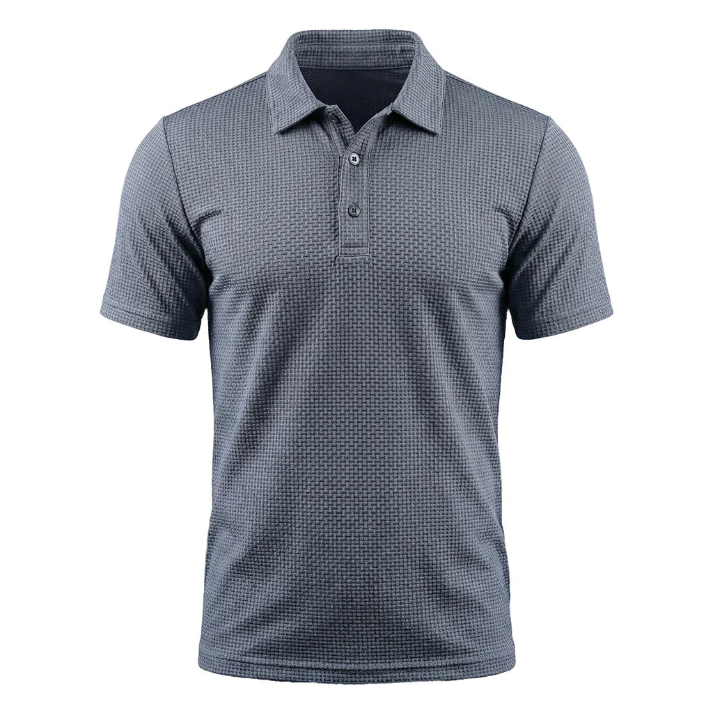 The "Riviera" Textured Knit Polo 丨Breathable Micro-Waffle Comfort