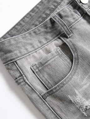 Men's Cotton Denim Jeans - Slim Fit, Distressed Ripped Design