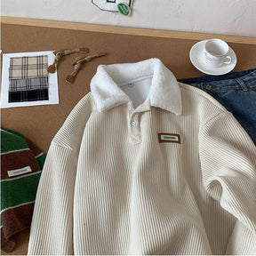 Corduroy Polo collar sweater couple autumn and winter style
