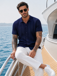 The "Riviera" Textured Polo | Ice-Silk Breathable Knit