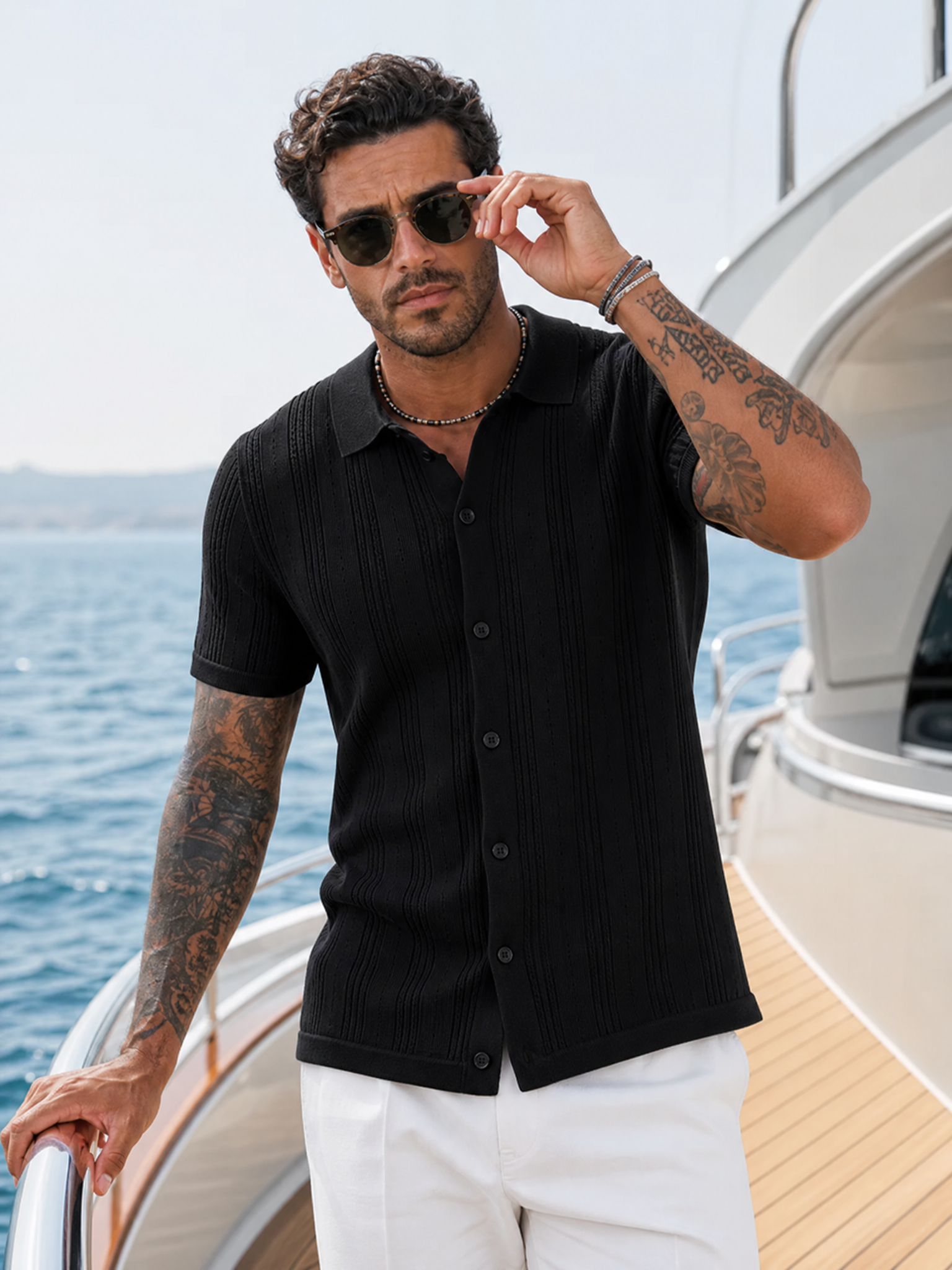 The "Riviera" Textured Polo | Ice-Silk Breathable Knit