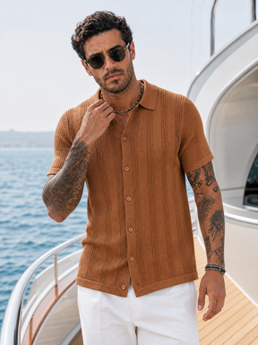 The "Riviera" Textured Polo | Ice-Silk Breathable Knit
