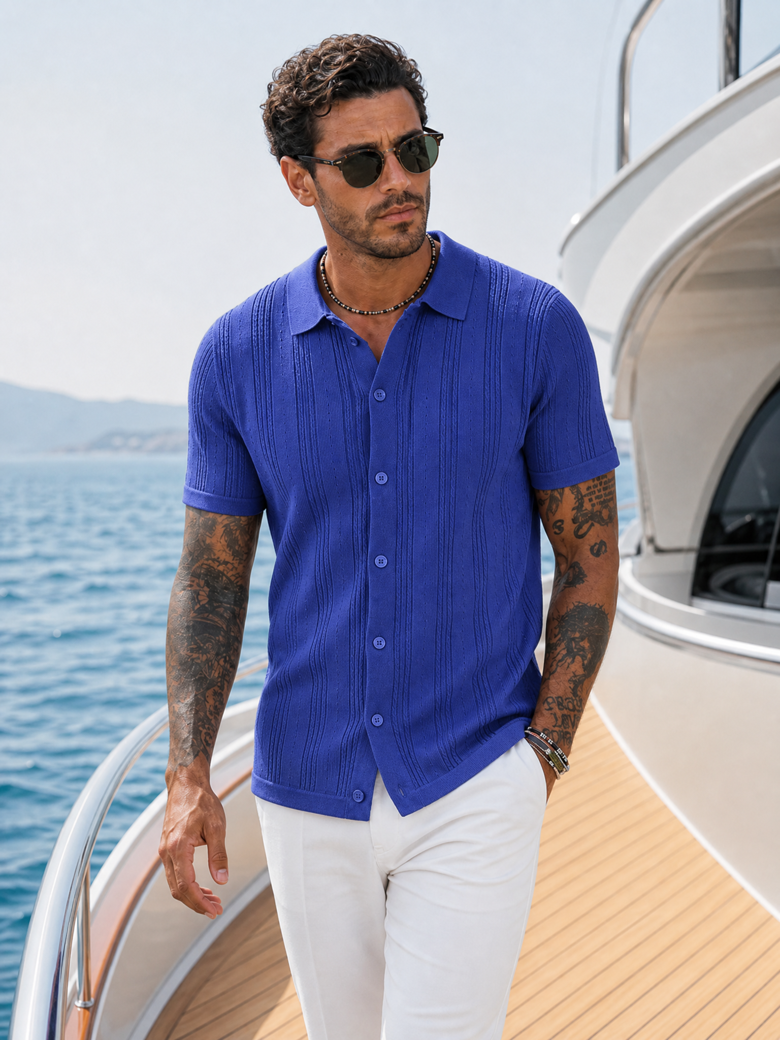 The "Riviera" Textured Polo | Ice-Silk Breathable Knit