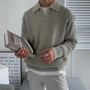 Quarter zipper knitted sweater