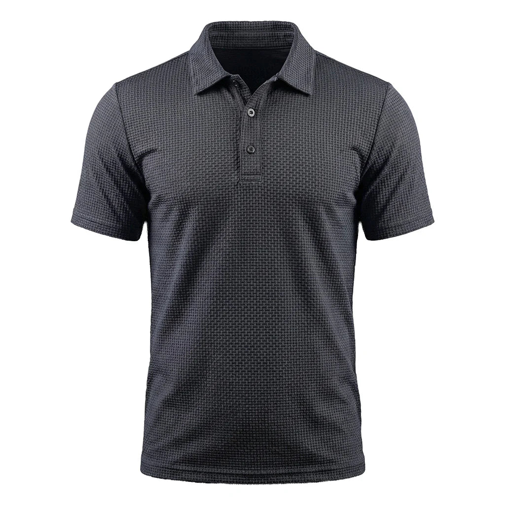 The "Riviera" Textured Knit Polo 丨Breathable Micro-Waffle Comfort