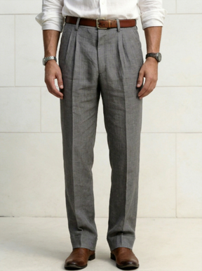The "Amalfi" Linen Trouser | Double-Pleated Resort Fit