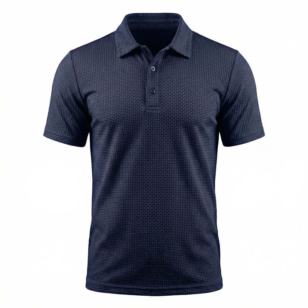 The "Riviera" Textured Knit Polo 丨Breathable Micro-Waffle Comfort