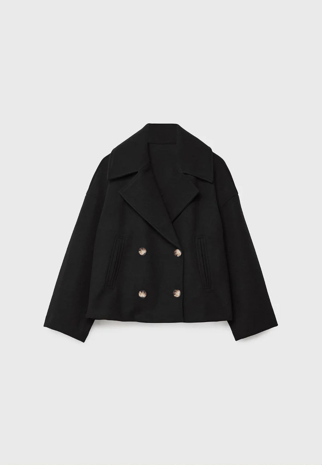 Lapel double-breasted short coat
