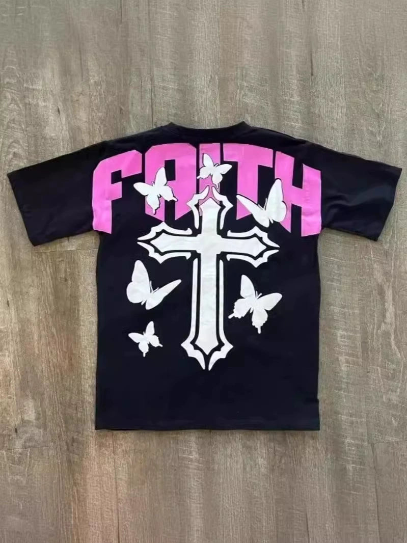 Faith Cross Print Short Sleeve T-Shirt