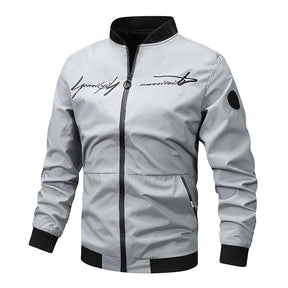 Men's Regular Fit Letter Embroidered Zip-Up Pilot Jacket