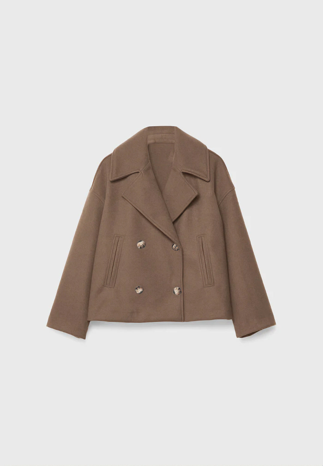 Lapel double-breasted short coat