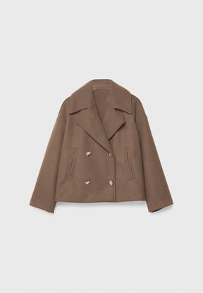 Lapel double-breasted short coat