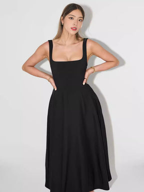 The Ultimate Muse High Waist Square Neck Midi Dress