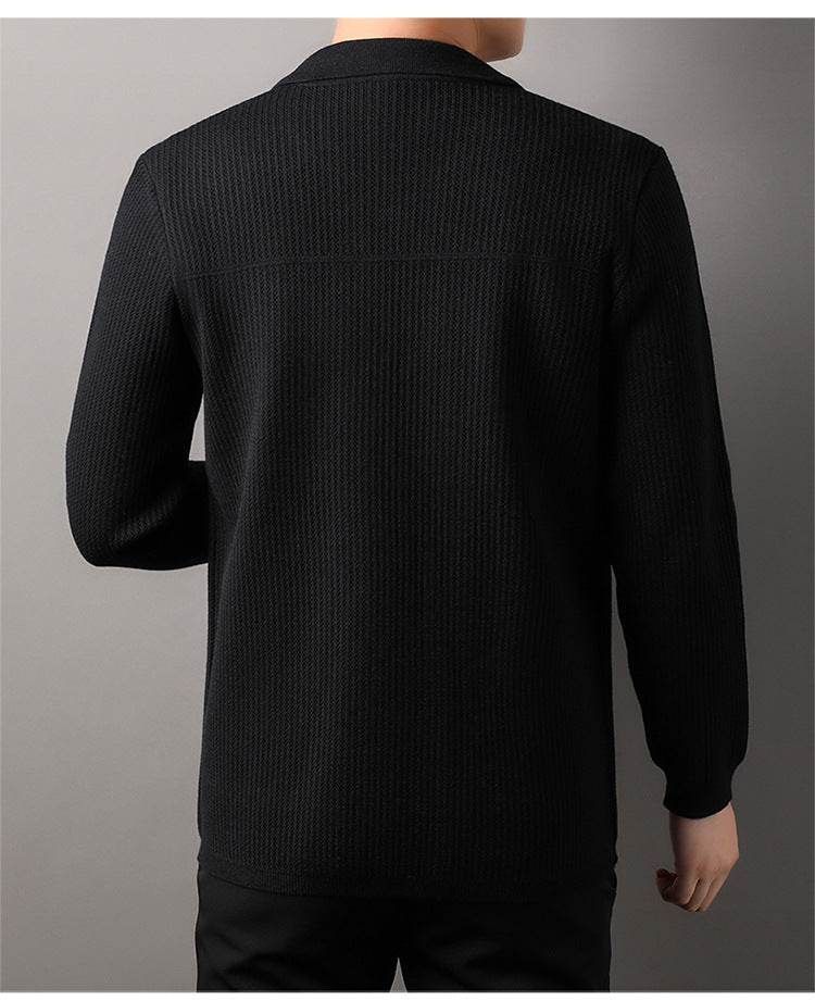 Men's Lapel Knitted Long Sleeve Coat