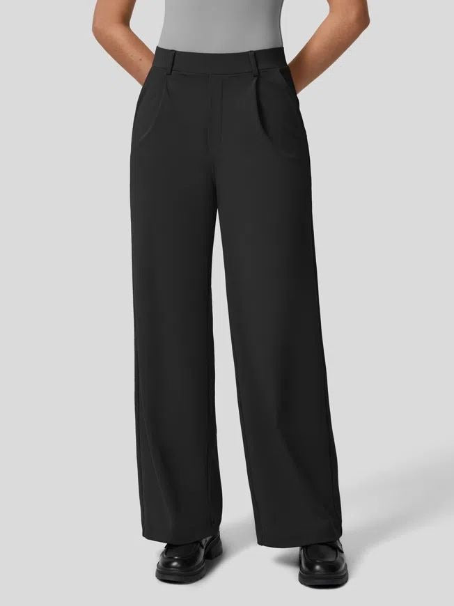 High Waisted Side Pocket Straight Leg Work Pants