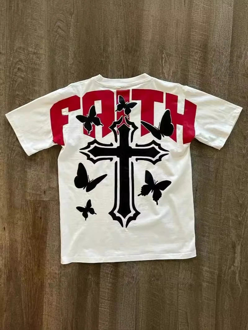 Faith Cross Print Short Sleeve T-Shirt