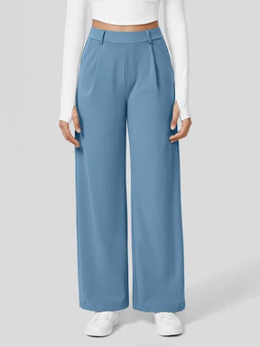 High Waisted Side Pocket Straight Leg Work Pants